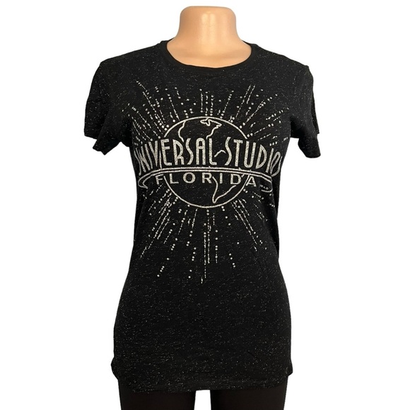 3/$30 🍂 Universal Studios Florida Black & Silver Short Sleeve Top - Picture 1 of 8